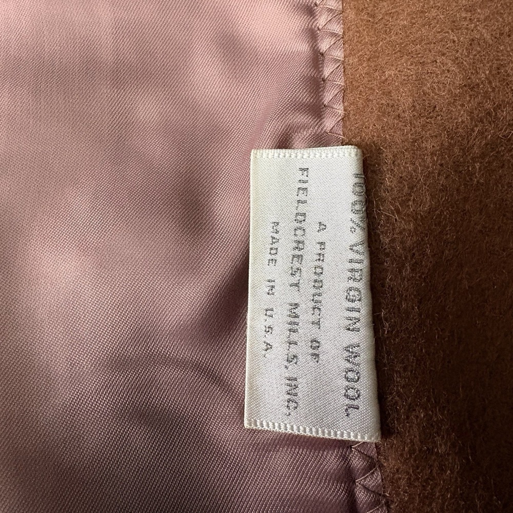 Vintage 100% Wool Satin Edge Extra Large Blanket Chocolate Brown - Picture 4 of 5